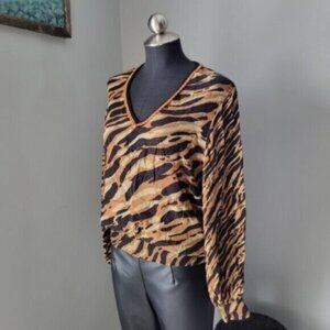 Anthropologie Stripe Puff Sleeve Blouse   Sz Small